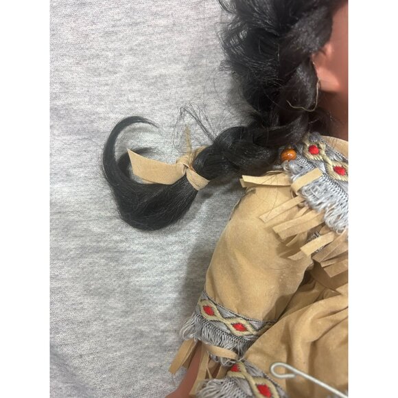 Cathy Collection Native American Porcelain Doll Black Hair Brown Dress - Picture 3 of 9
